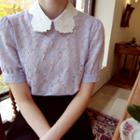 Contrast-collar Laced Top