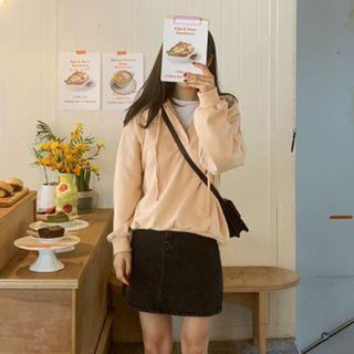 Hooded Open-placket Sweatshirt