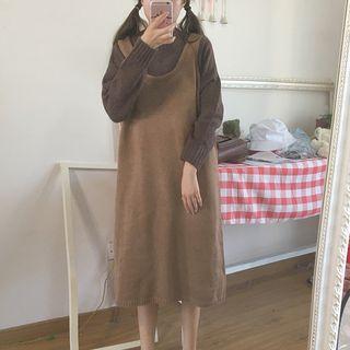 Turtleneck Sweater / Sleeveless A-line Midi Dress