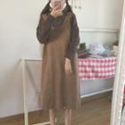 Turtleneck Sweater / Sleeveless A-line Midi Dress