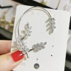 Rhinestone Branches Open Hoop Earring 1pc - Silver - One Size