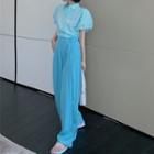 Puff Short-sleeve Shirt / Wide Leg Pants