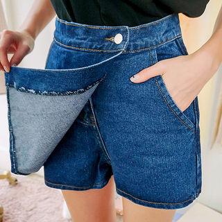 Warp-front Denim Mini Skort
