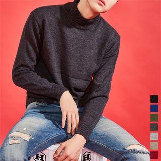 Couple Mock-neck Knit Top In 8 Colors