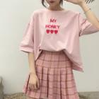 Embroidered Elbow-sleeve T-shirt Pink - One Size