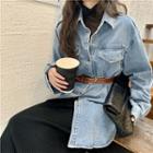 Long-sleeve Loose-fit Denim Shirt / Belt