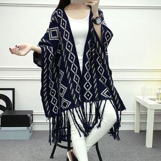 Argyle Pattern Knit Poncho