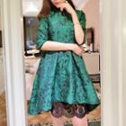 3/4-sleeve A-line Qipao Dress