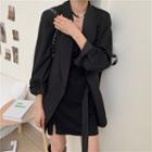 Tie-front Blazer / Single-breasted Mini A-line Dress