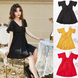 Short-sleeve Lace-up Swimdress