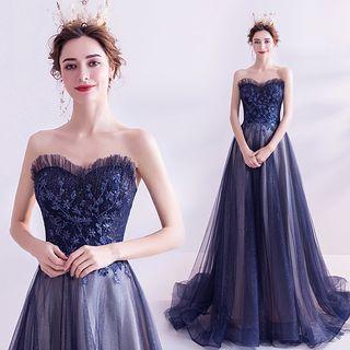 Beaded Strapless A-line Evening Gown