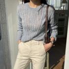 Perforated Woolen Cable-knit Top