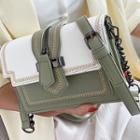 Embroidered Zip-accent Flap Cross Bag