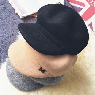 Lettering Faux Shearling Newsboy Cap