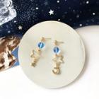 Moon & Star Rhinestone Alloy Dangle Earring 1 Pair - Blue & Gold - One Size