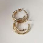 Alloy Open Hoop Earring 1135 - 1 Pair - Gold - One Size