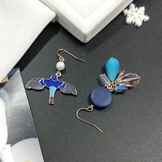 Non-matching Bird & Bead Dangle Earring