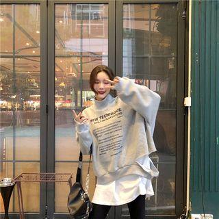 Mock Two-piece Mock-neck Sweatshirt Gray - One Size