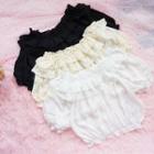 Off-shoulder Lace Trim Short-sleeve Top