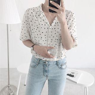Short-sleeve Heart Pattern Shirt
