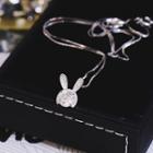 Rhinestone Rabbit Pendant Necklace Silver - One Size