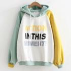 Lettering Color Block Hoodie White - One Size