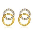 Rhinestone Ear Stud 3086 - 1 Pair - 02 - Interlocking Hoop - Gold - One Size