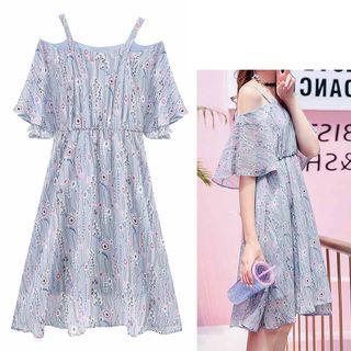 Cut-out Shoulder Floral Printed Dress