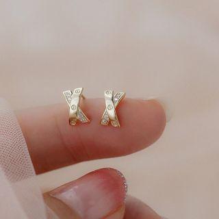 Cross Rhinestone Stud Earring