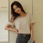 Basic Square-neck Cotton T-shirt