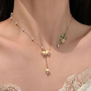 Flower Faux Pearl Pendant Alloy Necklace