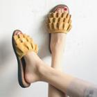 Frill-trim Wide Band Slide Sandals