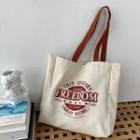 Lettering Canvas Tote Bag Red & Off-white - One Size