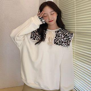 Leopard Collar Pullover