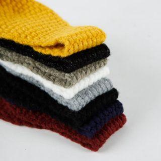 Tie-pompom Knit Earmuffs