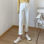 High-waist Straight Leg Plain Jeans