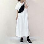 Short-sleeve Midi A-line T-shirt Dress White - One Size