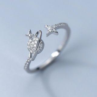 Planet Rhinestone Sterling Silver Open Ring