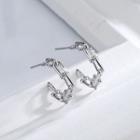 Chained Sterling Silver Open Hoop Earring 1 Pair - Earrings - Silver - One Size