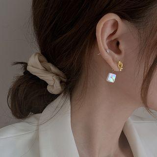 Square Pearl Knot Alloy Dangle Earring 1 Pair - Gold - One Size