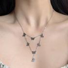 Alloy Buttoned Pendant Necklace 0746a - Silver - One Size