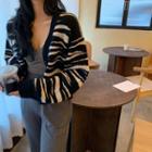 Zebra Print Button-up Knit Cardigan
