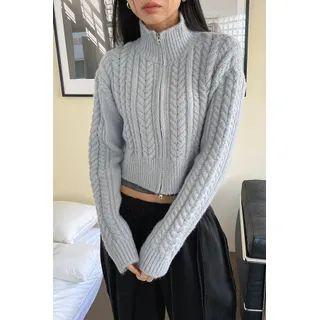Cropped Cable-knit Zip-up Cardigan