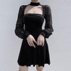Long-sleeve Cutout Lace A-line Dress