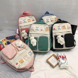 Applique Backpack / Bear Bag Charm / Set