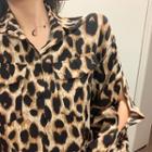 Leopard Print Cut-out Shirt As Shown In Figure - One Size