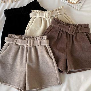 High-waist A-line Shift Wide-cuff Shorts