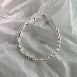 Sterling Silver Faux Pearl Panel Bracelet 1 Pc - Sl0571 - Silver - One Size