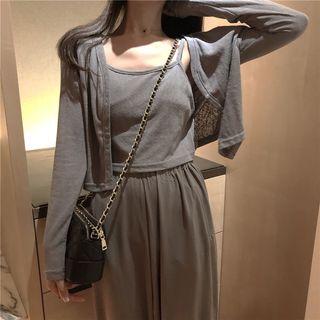 Harem Pants / Set:spaghetti Strap Top + Light Jacket