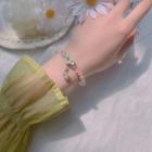 Flower Resin Freshwater Pearl Faux Crystal Bracelet 02 - Pendant - Flower - Pink - One Size